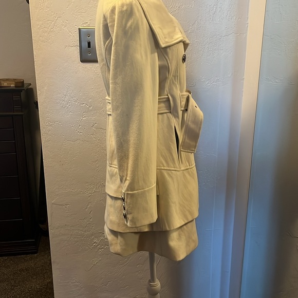 Black Rivet Double-breasted Cream Wool Blend Coat Sz S - Picture 2 of 14